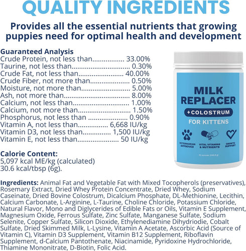 Immune 12 oz Under the Weather Kitten Milk Replacer Powder + Colostrum | Kitten Milk Replacement Formula |