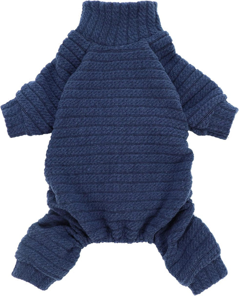 Fitwarm Turtleneck Knitted Dog Sweater, Puppy Pajamas Thermal Winter Clothes Knitwear for Pet Coats, Blue X-Small