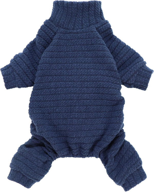 Fitwarm Turtleneck Knitted Dog Sweater, Puppy Pajamas Thermal Winter Clothes Knitwear for Pet Coats, Blue X-Small