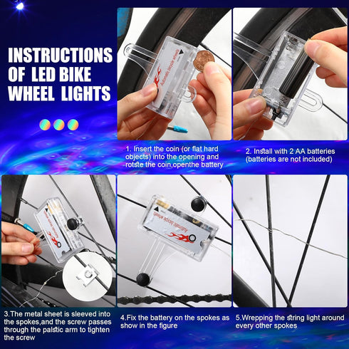 4 2 1 1 VIHOSE Pcs Disco Bike LED Light Bike Wheel Frame LED Lights and Headlights with Battery Powered Bicycle Bright