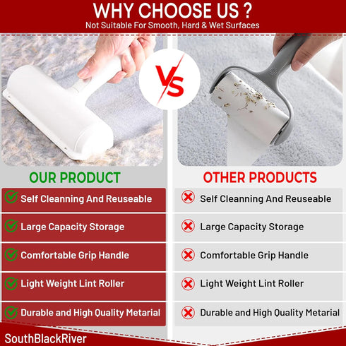 SouthBlackRiver Pet Hair Remover, Dog Hair Removal Products for Carpet, Car Seat, Bed, Clothing, Furniture