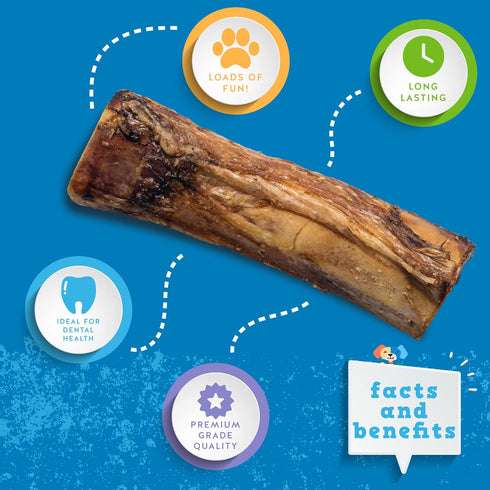 (3 Pack), 6" Jack&Pup Marrow Bones for Dogs Marrow BoneLong Lasting Dog Bones for Large Dogs, Natural Beef Bone