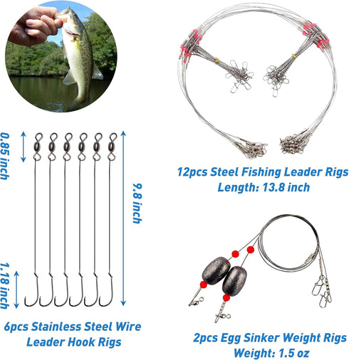 Saltwater Surf Fishing Tackle Kit - 184pcs Saltwater Fishing Gear, Lures, Bait Rigs, Crankbait, Spoon, Bucktail Jigs,