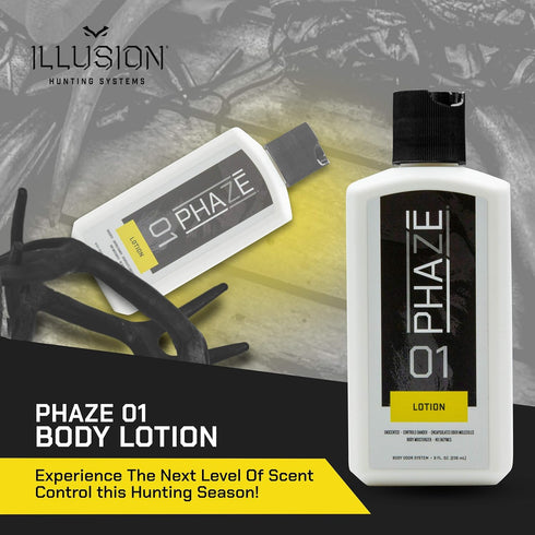 #1 8oz. Scent Control Body Lotion | PhaZe Body Odor System by Illusion | Deer Hunters Scent Control | Scent Elimination
