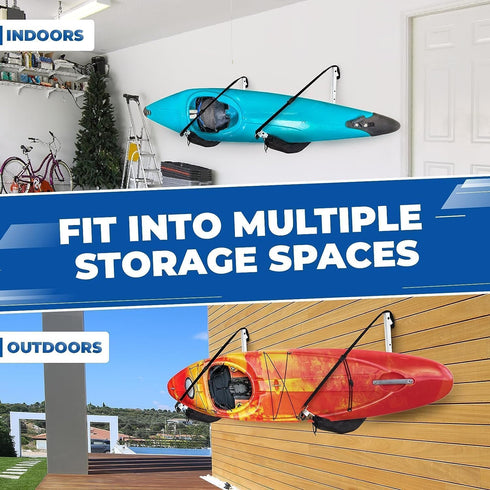 Yes4All Kayak Storage Rack - 400lbs Kayak Wall Mount Rack with 4 Adjustable Levels for Indoor & Outdoor Storage