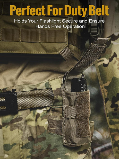 OneTigris Flashlight Holster - Tactical Molle Flashlight Pouch Holder for Belt, 1000D Cordura Nylon