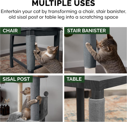 Furhaven Wrap Around Scratching Post Cover, Fits Posts Up to 3.5" Diameter, Gray