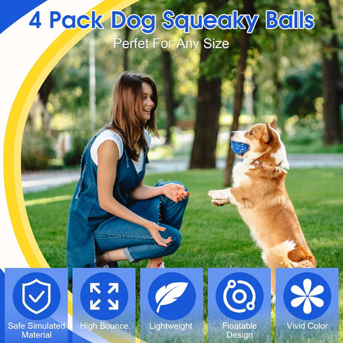 ZESTEFY 4PCS Dog Balls for Aggressive Chewers, Etpu Dog Toy Ball, Tennis Balls for Dogs Aggressive Chewers