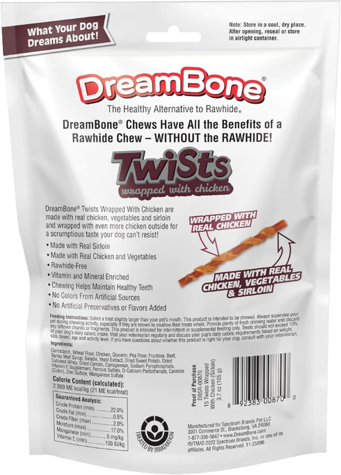 15 DreamBone Chicken Wrapped Twists with Real Sirloin ct