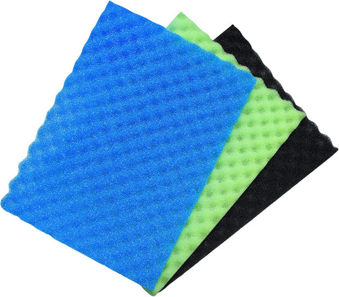 Aquarium Filter Media Bio Sponge Pad 16 x 12 x 1 inch, Set of 3 Fish Pond Foam Filter 20/30/40 ppi
