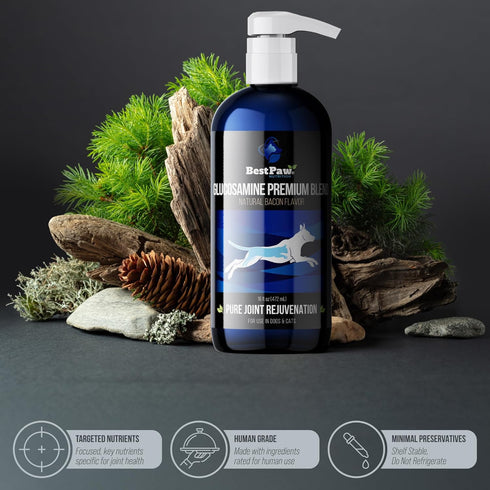 16 oz Best Paw Nutrition Liquid Glucosamine for Cats - Glucosamine Chondroitin MSM & Hyaluronic Acid Joint Supplement
