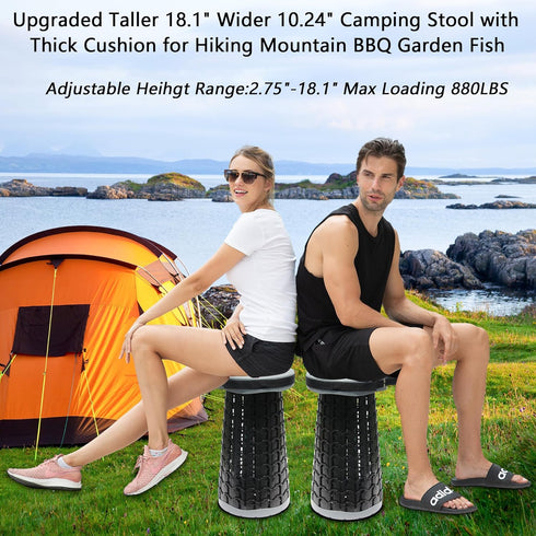 18.1" 880Ib,Collapsible ALEVMOOM XXL Telescoping Stool with Thick Cushion, Portable Telescoping More Sturdy Capacity