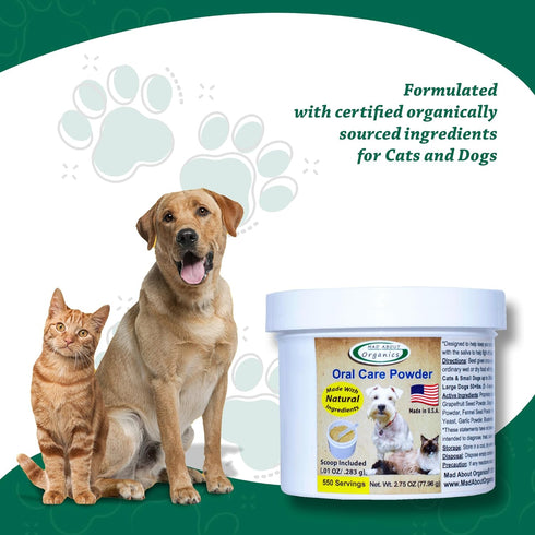 Dog or Cat Oral Care Powder – Tartar and Plaque Remover for Oral Hygiene, 550 Servings, Medium Size
