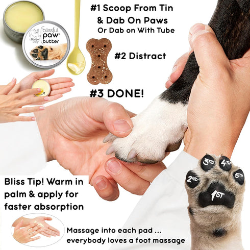 The Blissful Dog Paw Butter, 4 oz. Moisturizer for Dry Paw Pads, Softens & Protects Rough Paws