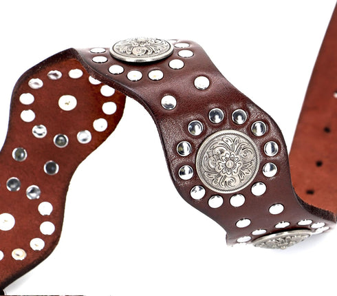 PET ARTIST Genuine Leather Dog Collar - Unique Design & Sturdy Leather, Heavy Duty for Rottweiler Pitbull Medium &