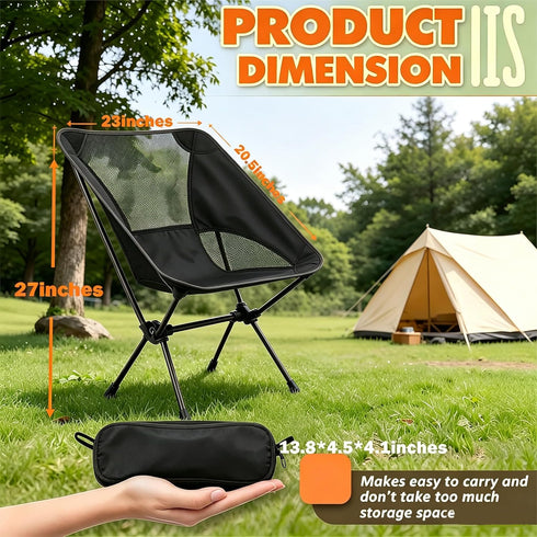 ElutaGioy Backpacking Camping Chair, Portable Foldable Compact Chair with Breathable Nylon Mesh, Lightweight Folding