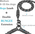 iYoShop Dual Dog Leash, 360 Swivel No Tangle Walking Leash, Shock Absorbing Bungee for Two Dogs, Black, Medium