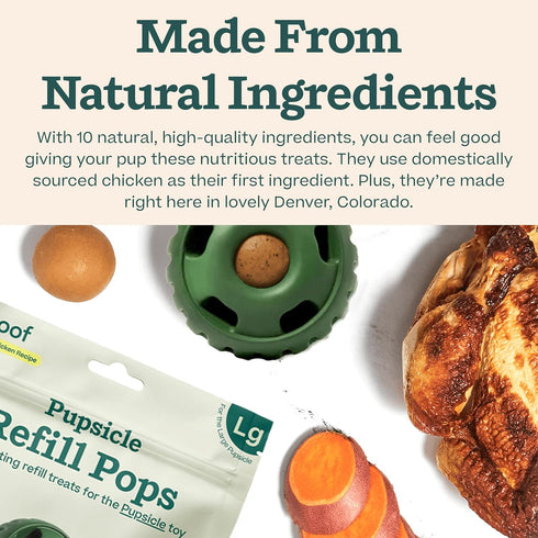 WOOF Pupsicle Refill Pops, Natural Ingredients, Low-Mess Chicken Pet Treats, 7 Count