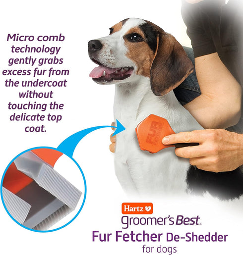 Hartz Groomer's Best Fur Fetcher De-Shedder Dog Brush, Black