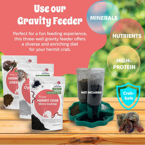 Hermit Crab Supplement Bundle Greensand, Oyster Shell Powder and Worm Castings Molting Support, Natural Calcium