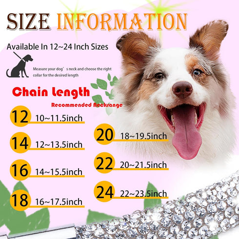 Elegance Full Diamond Dog Collar with Magnetic Secure Clasp - Dazzling Soft Necklace Perfect for Weddings and Daily Walks - Pet Collar Jewelry Accessories for Medium Large Dogs 22 inch