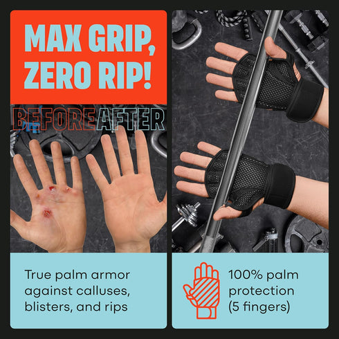 MAVA Open Gym Gloves for Men & Women; Padded Weight Lifting Gloves with Wrist Support for Comfort, Protection;