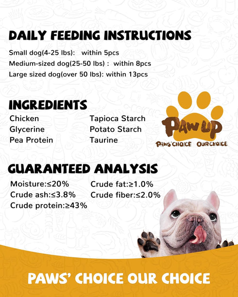 12.5 oz PAWUP Chicken Jerky Strips Dog Treats, Low Fat High Protein, Natural Chicken Dog Jerky, Training Treats