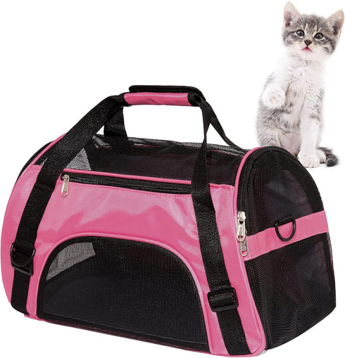 Soft-Sided Pet Carrier for Small Medium Cats Dogs, Airline Approved up to 15 Lbs (Medium, Pink)