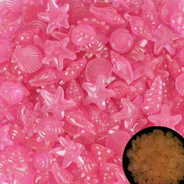 100pc Pink Glow Rocks for Fish Tank, Luminous Stones for Aquarium Decor and Pathway