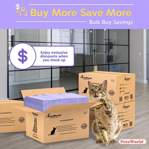 Pack 50 PetsWorld Universal Fit Cat Pad Refills for Litter Box, Unscented, Odor Control