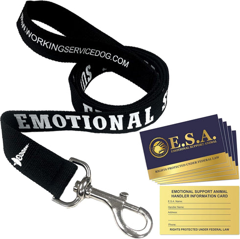 Emotional Support Dog Leash - Identification with or Without an Emotional Support Animal Vest, Includes Five ESA