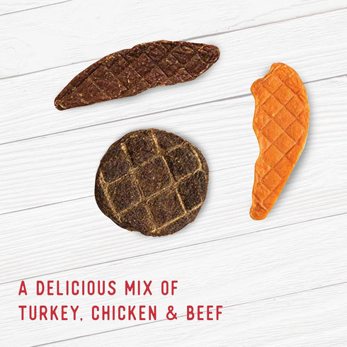 Farmland Pack 3 Traditions Dogs Love Jerky Dog Treats, Premium Dog Jerky Variety with Chicken, Beef & Turkey, Pound Bag