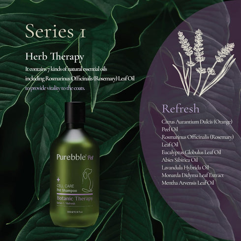 Pet Shampoo Refresh Purple Botanical Line, Cleanses & Conditions for Soft Coat, pH-Balancing Formula, 300ml / 10.14 fl