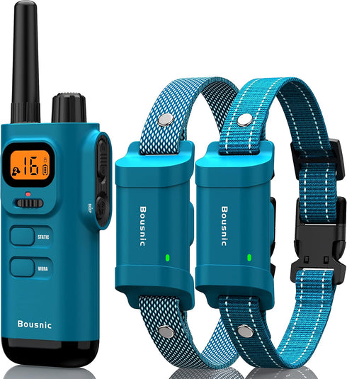 Bousnic Dog Training Collar with Remote, 4000ft Waterproof E Collars for 2 Dogs, Rechargeable with Beep Vibration