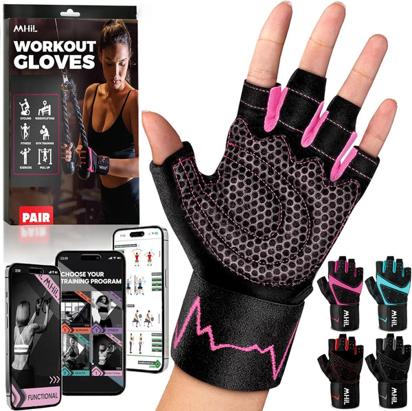 MhIL Workout Gloves for Women Breathable Gym Gloves for Women with Palm