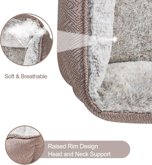 JOYELF Washable Dog Bed, Cute Fluffy Cat Bed for Small Dog, Puppy, Kitten - Small Rectangle Sofa
