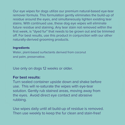 Great Eyes Tear Stain Remover for Dogs, Natural Eye Wipes, Made in The USA, 100 Wipes