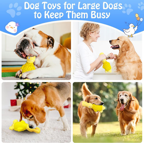 Dog Toys for Aggressive Chewers, Tough Large Squeaky Dog Toys for All Breed Sizes (Yellow)
