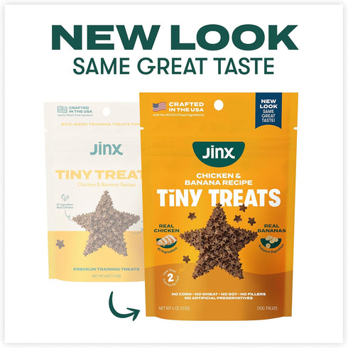 4oz, 6 Pack Jinx Chicken & Banana Training Treats for Dogs and Puppies, Low-Calorie, All Natural, Slow-Smoked Real
