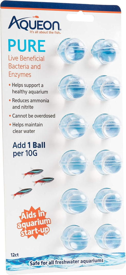 Aqueon Aquarium Pure Live Bacteria and Enzymes Water Supplement, 12 Pack for 10 Gallon