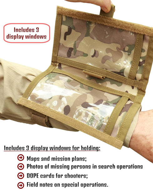 Tactical Wristband Dope Card Holder, Sniper Data Book Quarterback Sleeve for Youth Flag Armband Sports Coach Playbook