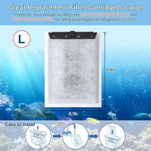 10 Pack Large Aquarium Filter Cartridge for Tetra ReptoFilter, Replacement Filter Cartridges for Tetra Whisper Bio-Bag