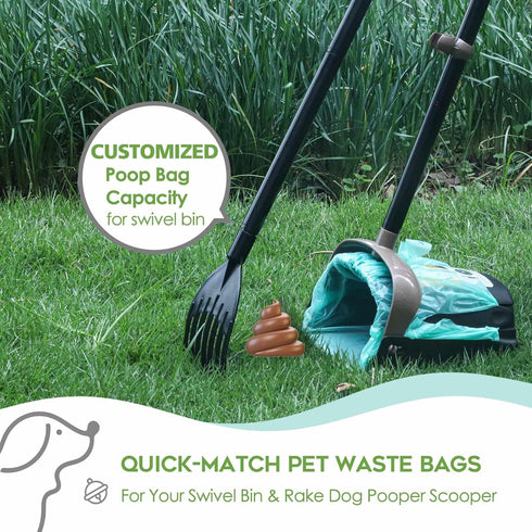 50 Packs Compostable Dog Poop Bags for Swivel Bin & Rake Dog Pooper Scooper, AYOTEE Dogs Waste Bags with Handles