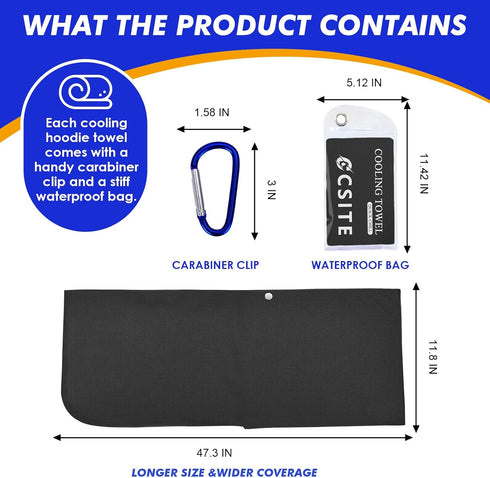 3 Pack 50 CSITE Cooling Hoodie Towels for Neck and Face, UPF Sun Protection & Instant Cooling, Ice Towels for Hot