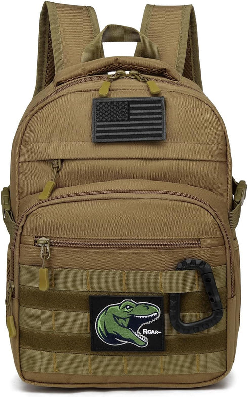 Kids Tactical Backpack, Army Molle Bookbag Military Boys Backpack for School, Outdoor, Camping, Brown