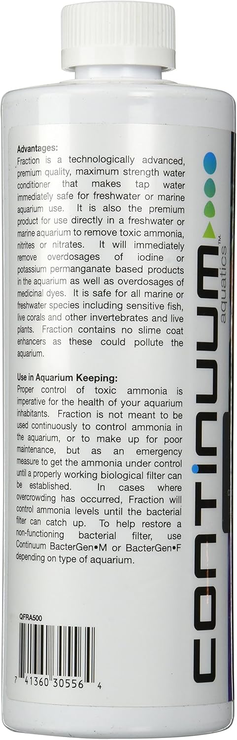 Continuum Aquatics Fraction - Concentrated Water Conditioner for Marine Saltwater and Freshwater Aquariums