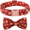 Maca Bates Adjustable Fall Dog Collar with Bow Tie, Autumn Leaves, Breakaway Accessories for Small Medium Large XL Pets