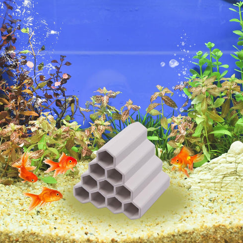 AnRui Ceramic Shrimp and Betta Shelters Ten Holes Fish Tank Decor Honeycomb Tunnel Aquarium Dcor Thematic Ornaments