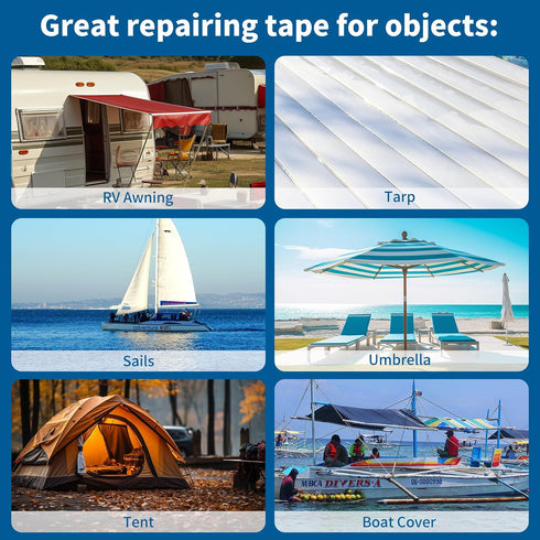 RV Awning Repair Tape, Clear Waterproof Tent Repair Tape for Tarp, Canvas, Boat Covers, Heavy Duty Adhesive - 3.15in