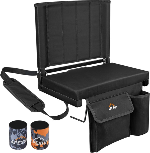 APEXUP Stadium Seats with Back Support, Portable Bleacher Seat with Large Pocket